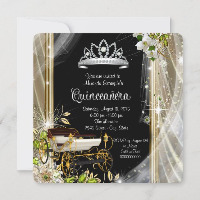 Invitation Il était une fois la princesse Quinceañera (Devant)
