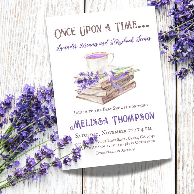 Invitation Il était une fois - Lavender Storybook Baby shower (Créateur téléchargé)