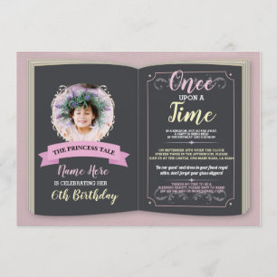 Invitation Il Était Une Fois Photo Anniversaire Livre D'Histo