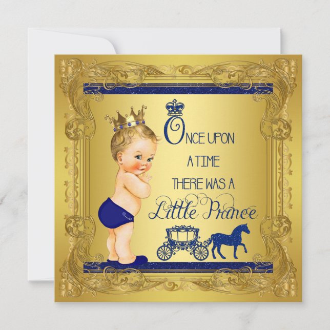Invitation Il était une fois Prince Baby Boy Douche (Devant)