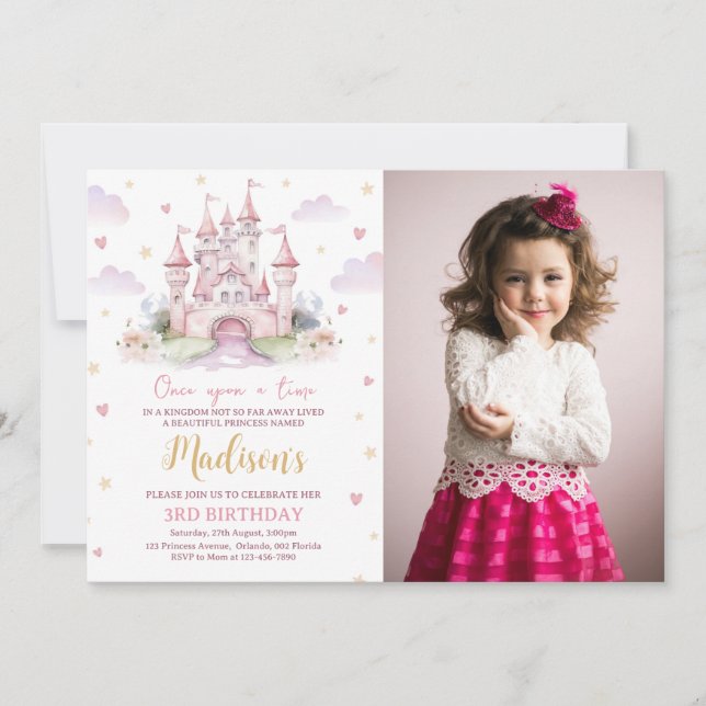 Invitation Il était une fois Princess Castle Photo (Devant)