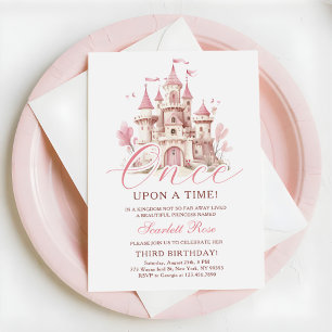 Invitation Il était une fois Princesse Château Fille Annivers