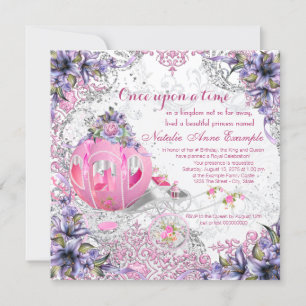 Invitation Il était une fois princesse fée conte anniversaire