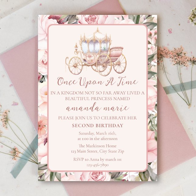 Invitation Il était une fois princesse rose (Créateur téléchargé)