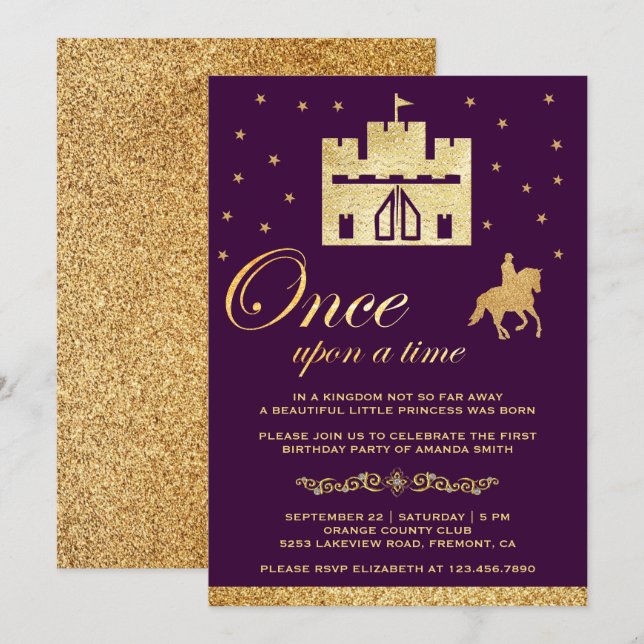Invitation Il était une fois un château livre de contes Anniv (Devant / Derrière)