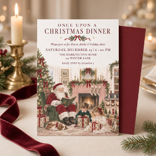 Invitation Il était une fois un dîner de Noël Vintage Père No