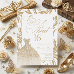 Invitation Il était une fois un doux 16 ans d'anniversaire de