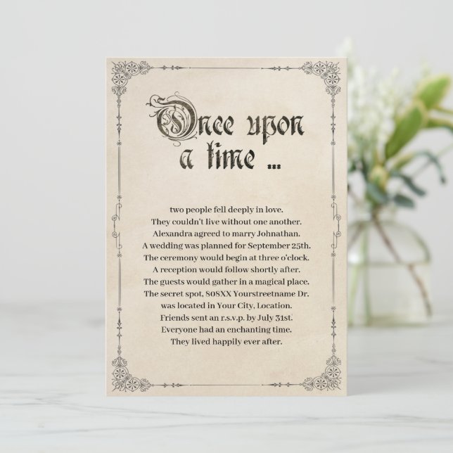 Invitation Il était une fois un Mariage de conte de fées (Debout devant)