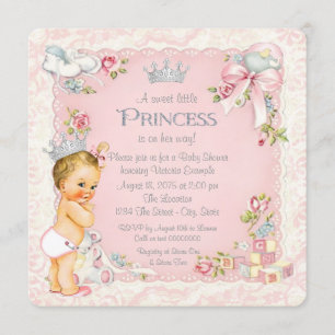 Invitation Il était une fois un petit Baby shower princier