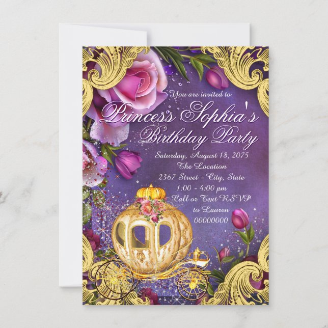 Invitation Il était une fois une fête d'anniversaire de princ (Devant)