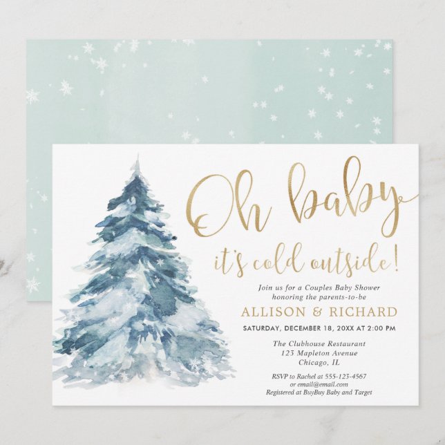 Invitation Il fait froid à l'extérieur du baby shower Couples (Devant / Derrière)
