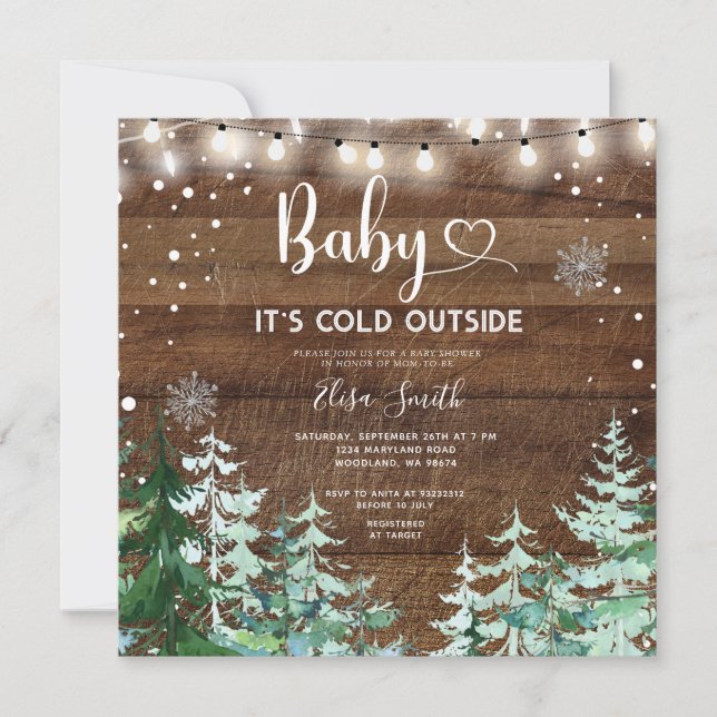 Invitation Il fait froid à l'extérieur du Baby shower de la p (Devant)