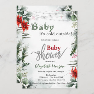 Invitation Il fait froid à l'extérieur Poinsettia Branches Ba