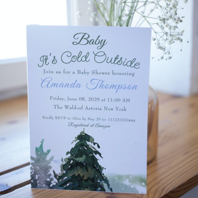 Invitation Il fait froid dehors Baby shower d'arbre de Noël (Créateur téléchargé)