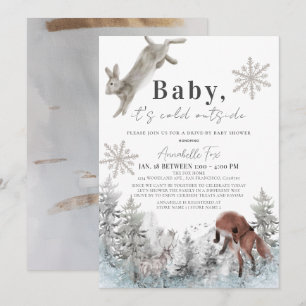 Invitation Il fait froid hors des animaux Baby shower au vola