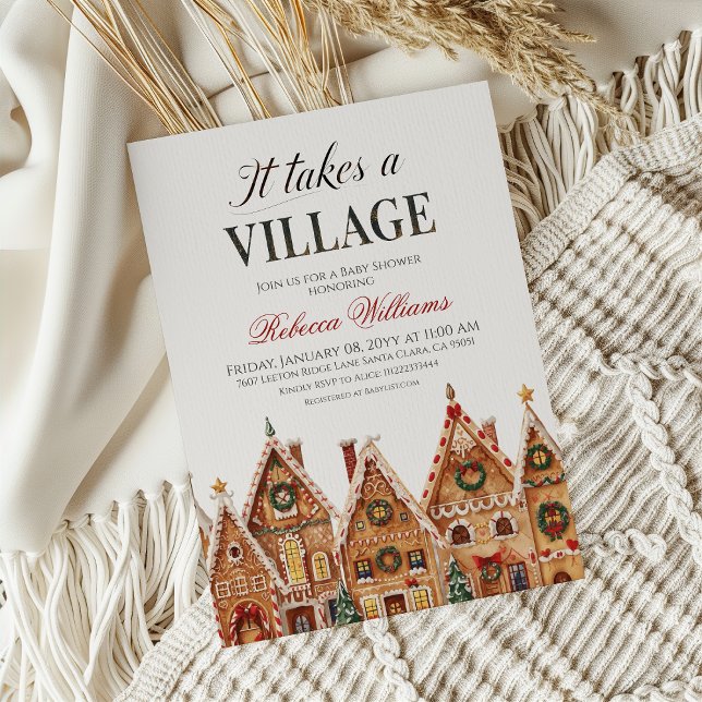 Invitation Il faut un Baby shower de Noël d'hiver dans un vil (Créateur téléchargé)
