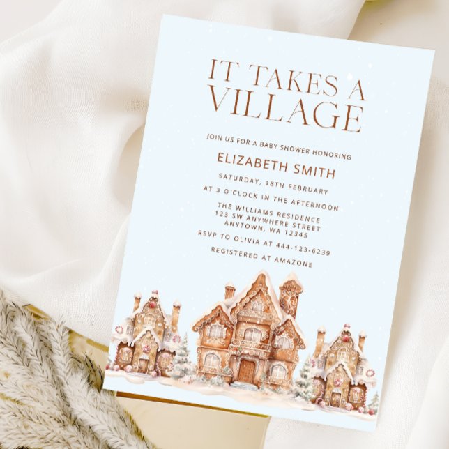 Invitation Il faut un Baby shower Village Vacances (Créateur téléchargé)
