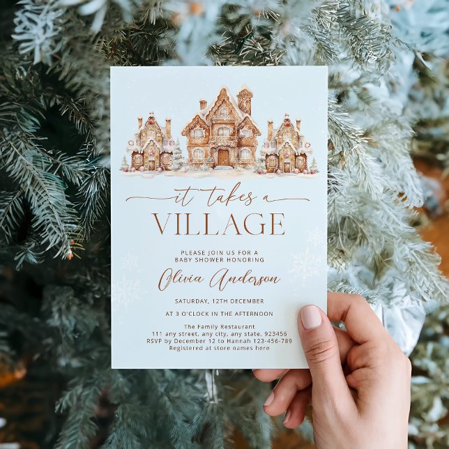 Invitation Il faut un Baby shower Village Winter Boy (Créateur téléchargé)