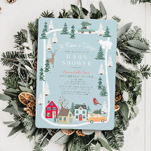Il Faut Un Village Vacances Baby shower Bleu Ville