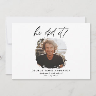 Invitation Il l'a fait graduation photo moderne  