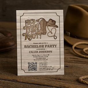 Invitation Il lie le Knot Cowboy Bachelor Party QR Code