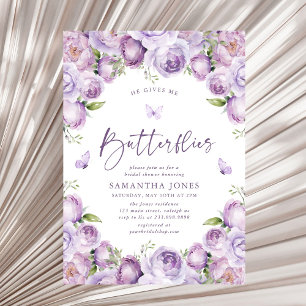 Invitation Il Me Donne Des Papillons Violets Fête des mariées