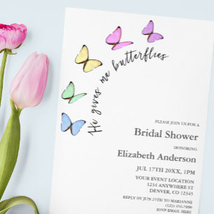 Invitation Il Me Donne Fête des mariées Aux Papillons
