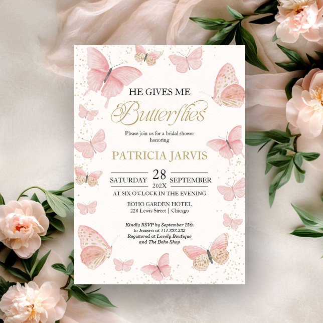 Invitation Il Me Donne Fête des mariées Aux Papillons (Créateur téléchargé)