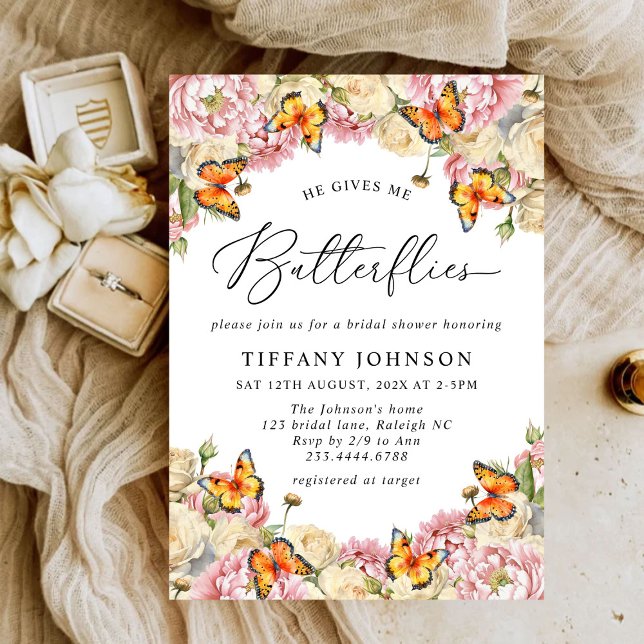 Invitation Il Me Donne La Fête des mariées Des Peonies De Pap (Créateur téléchargé)
