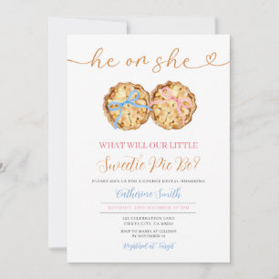 Invitation Il ou elle Bow Citrouille tarte à la révélation de