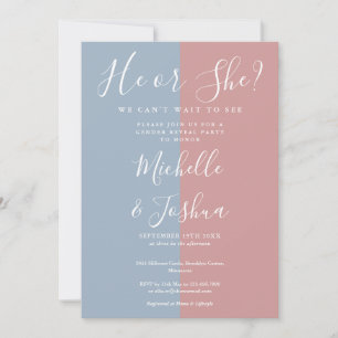 Invitation Il ou Elle Élégante Fête Moderne de Révélation du