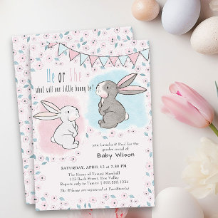 Invitation Il ou Elle Lapin Rose et Bleu Révélation du Sexe