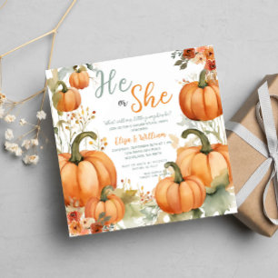 Invitation Il ou elle Orange Citrouilles Chute Genre Révélati