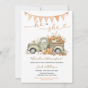Invitation Il ou Elle Petit Citrouille Révélation du Sexe Aut