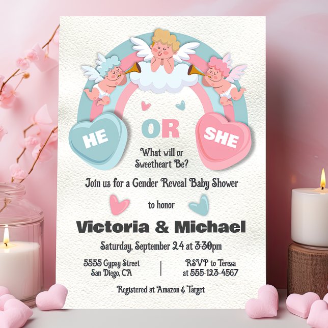 Invitation Il ou elle Révélation de genre Valentines Jour Bab (Créateur téléchargé)