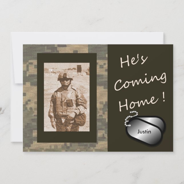 Invitation Il revient à la maison Accueil Parti militaire (Devant)