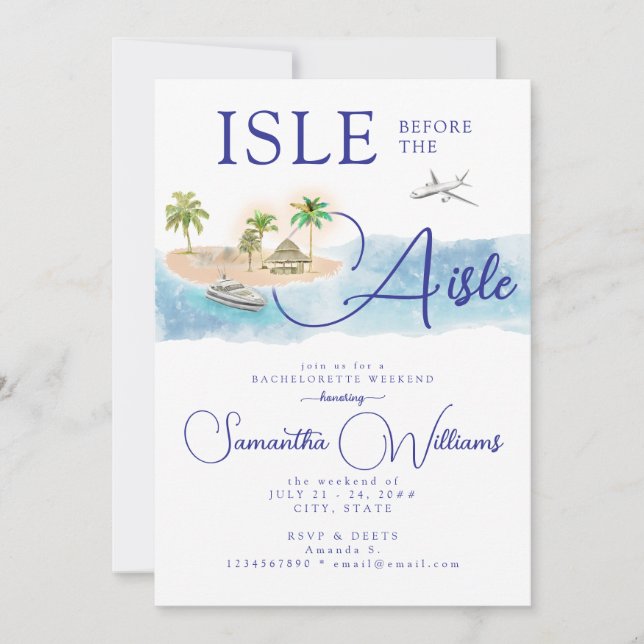 Invitation Île tropicale Palm Tree Destination Bachelorette (Devant)