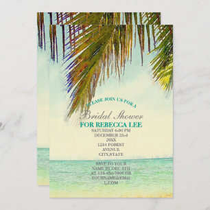 Invitation île tropicale palmier plage nuptiale
