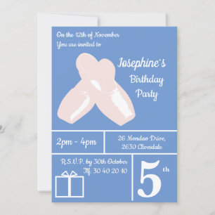 Invitation illusima Ballerina Chaussures Bleu Anniversaire