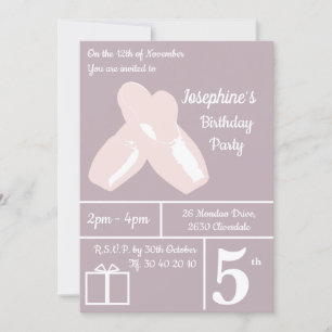 Invitation illusima Ballerina Chaussures Mauve Anniversaire