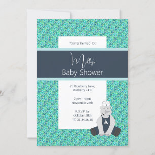 Invitation illusima Blue Floral Sailor Rhino Baby shower