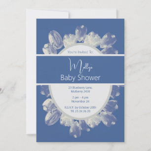 Invitation illusima Boho Blue Cream Baby shower Tulips