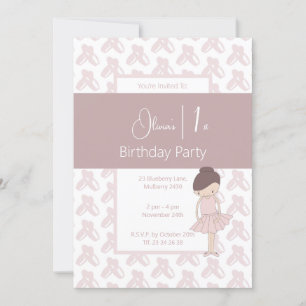 Invitation illusima rose Ballerina Chaussures Motif 1er anniv