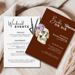 Invitation Illustrated Skull Bride ou Die Floral Bachelorette