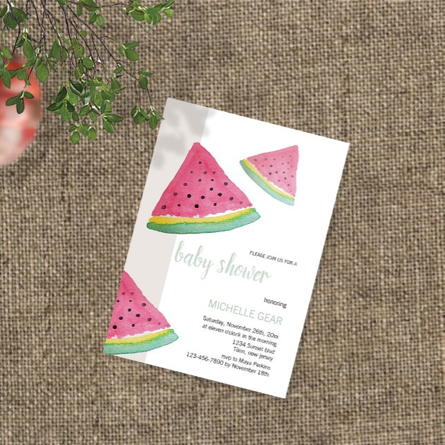 Invitation Illustration aquarelle de pastèque (Créateur téléchargé)