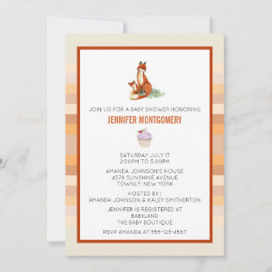 Invitation Illustration aquarelle Renard et Bébé Baby Shower