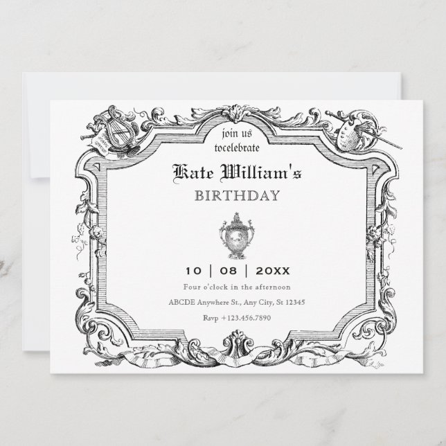 Invitation Illustration artistique vintage  (Devant)