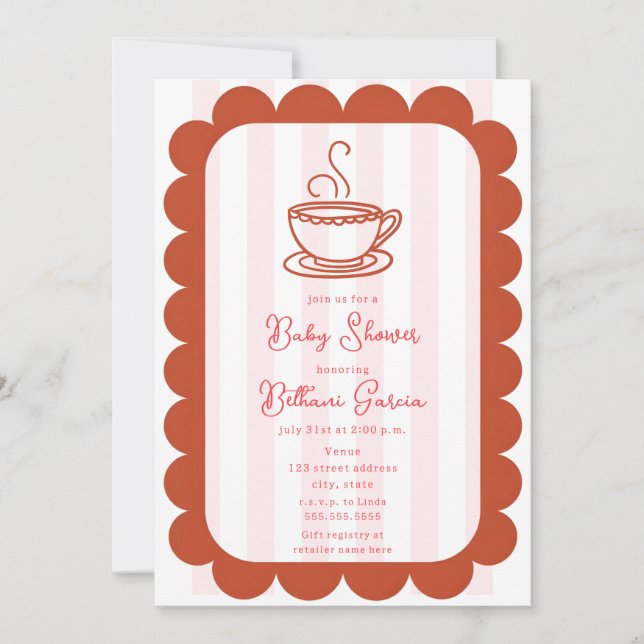 Invitation illustration baby shower Tea Doodle (Devant)