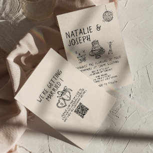 Invitation Illustration Cake Quirky Suite QR Code Mariage amu
