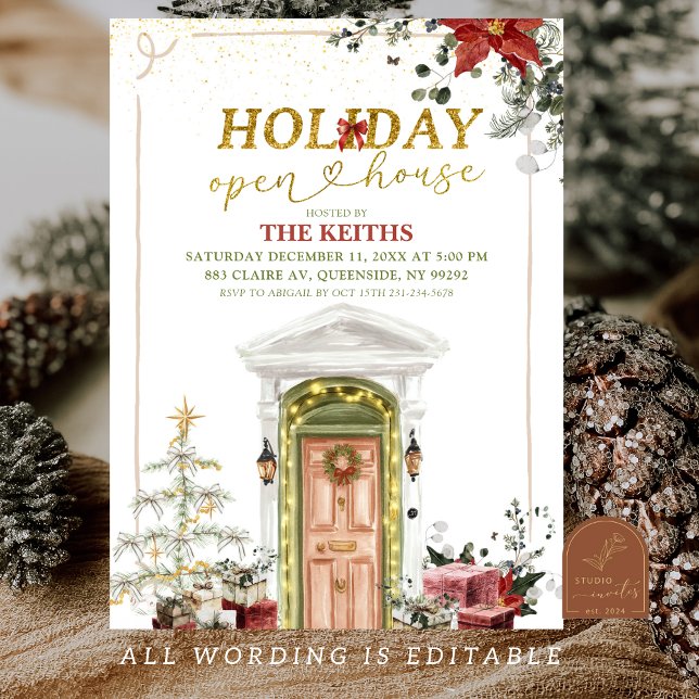 Invitation Illustration Christmas Holiday Open House (Créateur téléchargé)